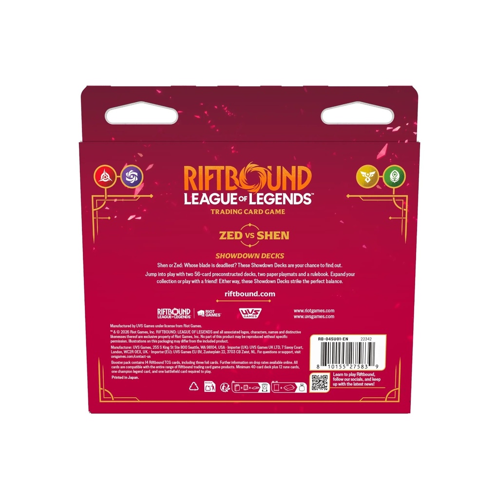Riftbound Tcg - Set 4 - Vendetta -Showdown Decks Display - Zed vs Shen